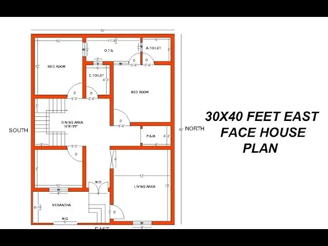 30 40 House Plans With Car Parking East Facing Design